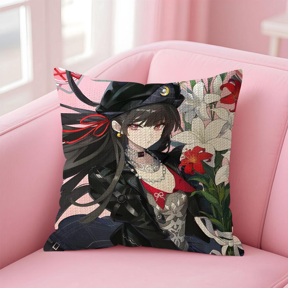Game Wuthering Waves Chisa Cushion Cover Natural Linen Pillow Case Double-Sided Print Decorative Sofa Pillowcase Home Decor Gift