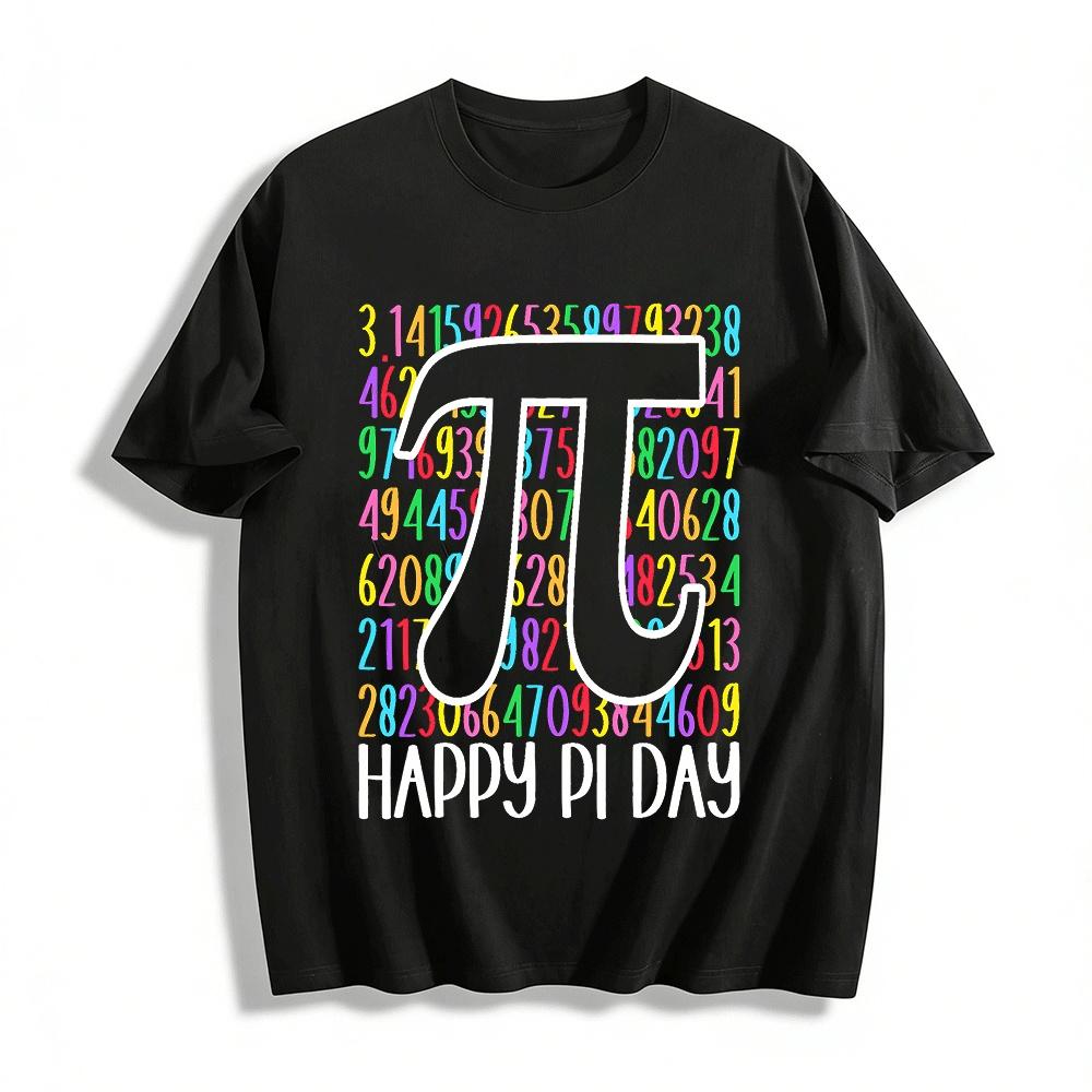 

Happy Pi Day Colorful Digits Print Casual Tee Math Lover Gift Top Pure cotton T-shirt XXS