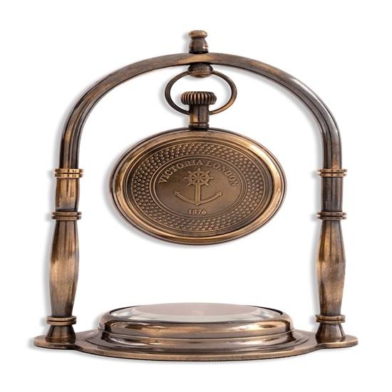 13,97 cm stolní závěsné hodinky s mosazným rámem se směrovým kompasem