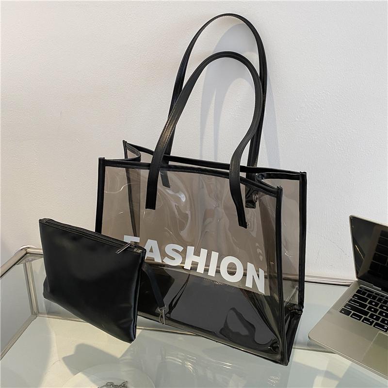 Today's Popular Transparent Big Bag Women's New Trendy Fashion Jelly Women's Bag Shoulder Big Bag Tote Bag