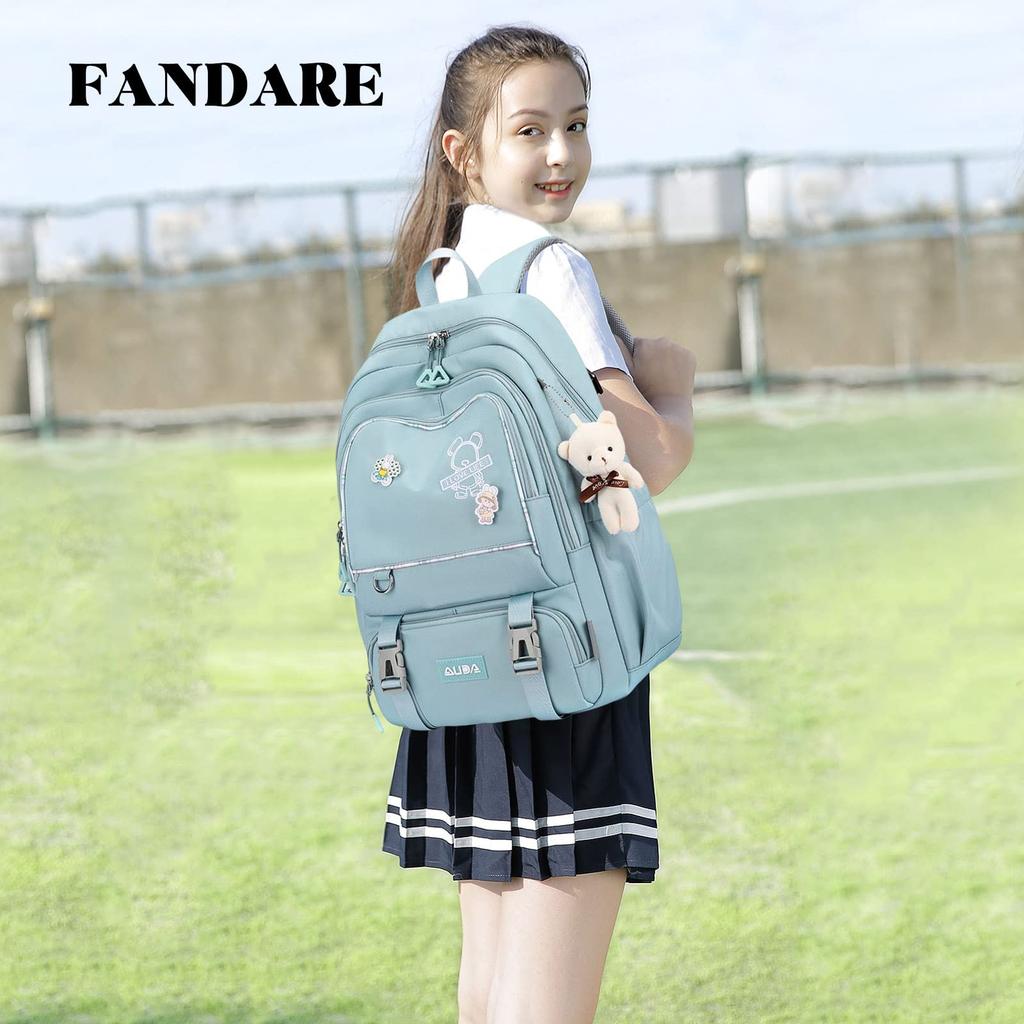FANDARE Large Capacity Cute Fits Perfect for and Field Birthday School Entrance Ceremony Blue Women's Backpack, Design, 15.6-inch Laptop, Lightweight,