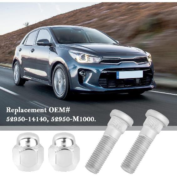 2 Set Wheel Stud Bolt Kit,M12X1.5 Wheel Bolts & Wheel Lug Nuts OEM#52950-14140,52950-M1000 For Front/Rear Wheel,Compatible With Hyundai Santa Fe