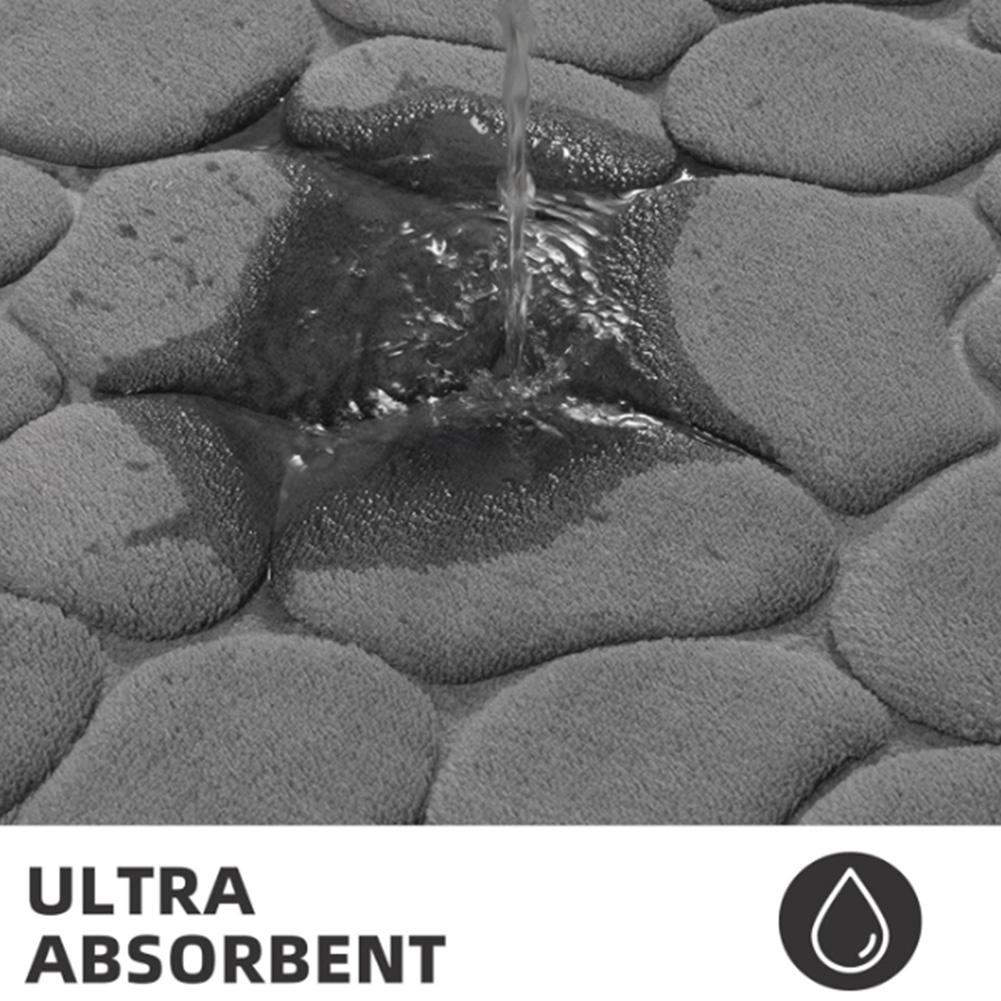 Absorbent Non Slip Memory Foam Bath Mat with Stone Pattern Quick Drying and Machine Washable for Bathroom Safety