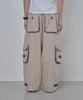 MOO Contrast Cargo Cotton Pants - Light Beige