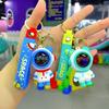 Cute Bear Astronaut Keychain Adorable Silicone Pendant For Backpacks And Car Keys