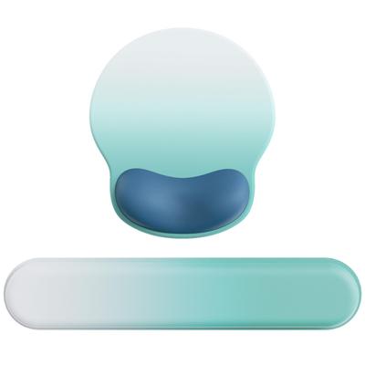 Laborio Mouse Pad with Integrated Wrist Ergonomic Wrist Support Rest, (Gradient White/Blue Set)