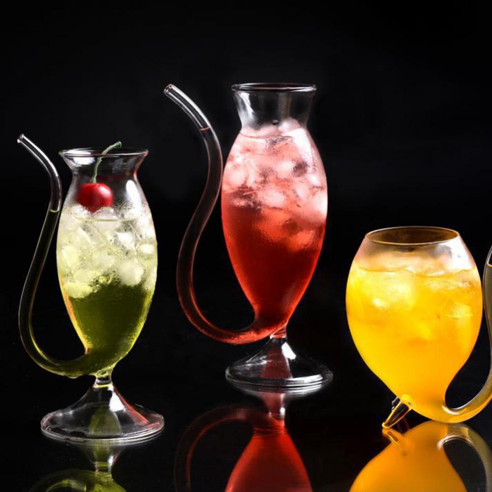 Tazza Bicchiere con Cannuccia Bicchiere Vino Whiskey Resistente al Calore Succhiare Succo Latte Tubo per Bere Tazza con Cannuccia