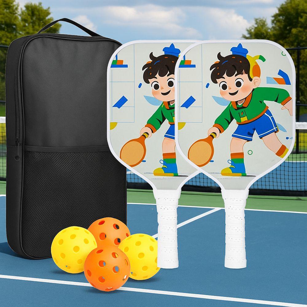 Cartoon Kid's Pickleball Set Portable Pickleball Game Set  Outdoor Sports