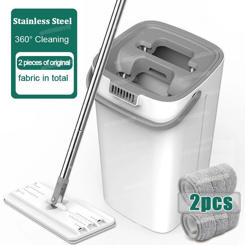 Flat Squeeze Mop with Bucket Household Home Floor Cleaning Mop and Bucket Set With Microfiber Mop Pads Home Cleaning Tool