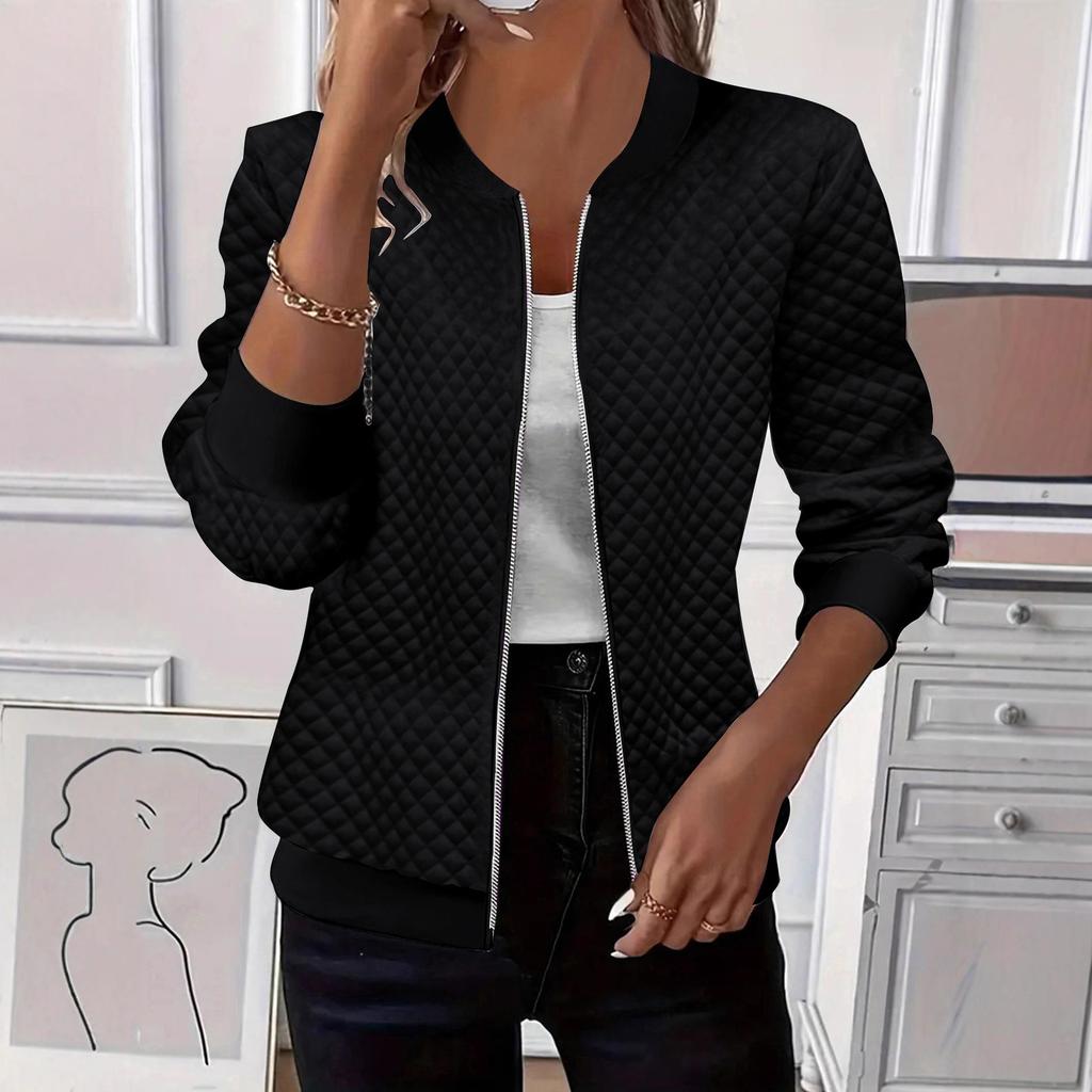 2025 station wish TUME explosion autumn and winter solid color long-sleeved knitted zipper jacket women's clothing