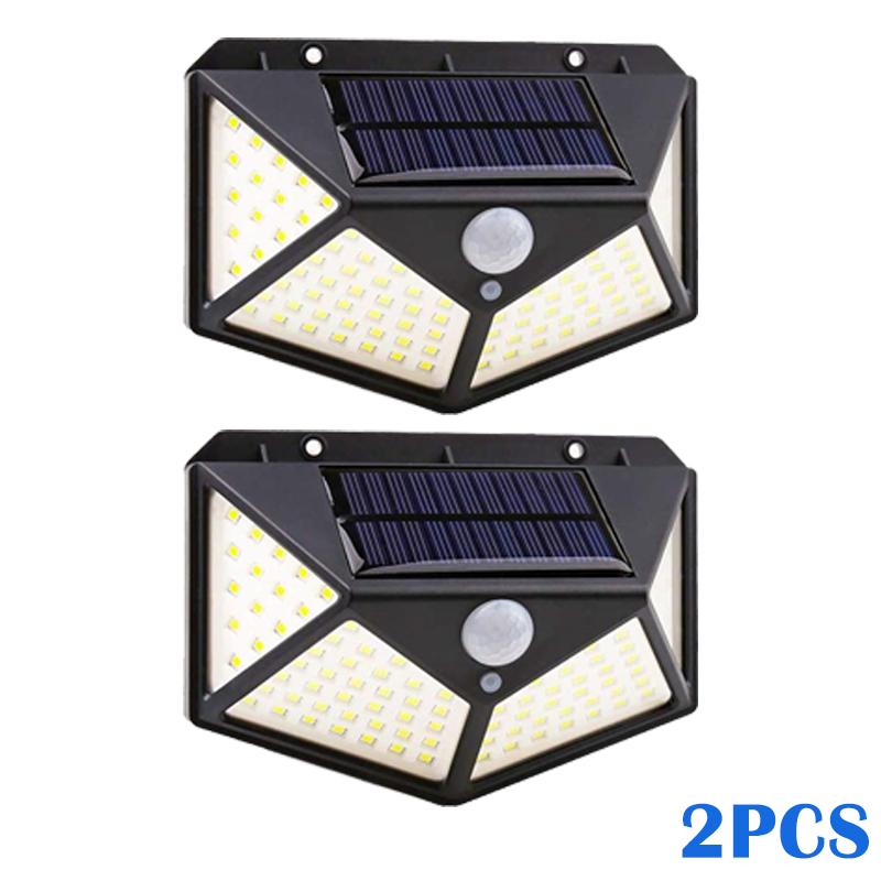 Newest Solar Lights Outdoor 100LED Wall Lamp 3 Modes Lighting Motion Sensor Security Wireless Waterproof Lights for Garden Decor