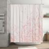 Delicate Pink Flowers Print Shower Curtain Waterproof Bath Decor for Bathroom Renovation Home Decoration White + Red Fabric Size