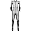 Helkroppsstrømper i gjennomsiktig netting for menn Strømpebukser med elastiske fottights Leggings Bodysuit