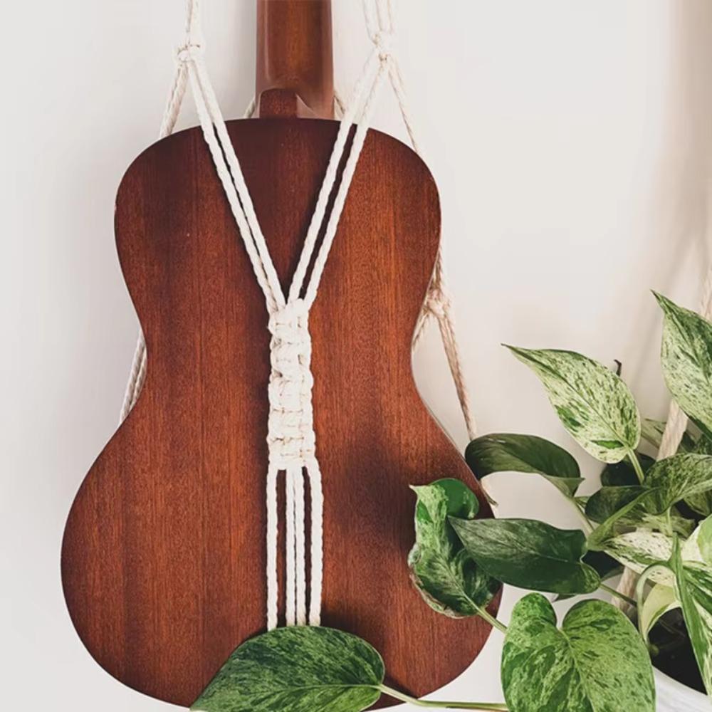 White Flower Pot Mesh Bag Woven String Instrument Accessory Stand Storage Bag  Guitar Storage