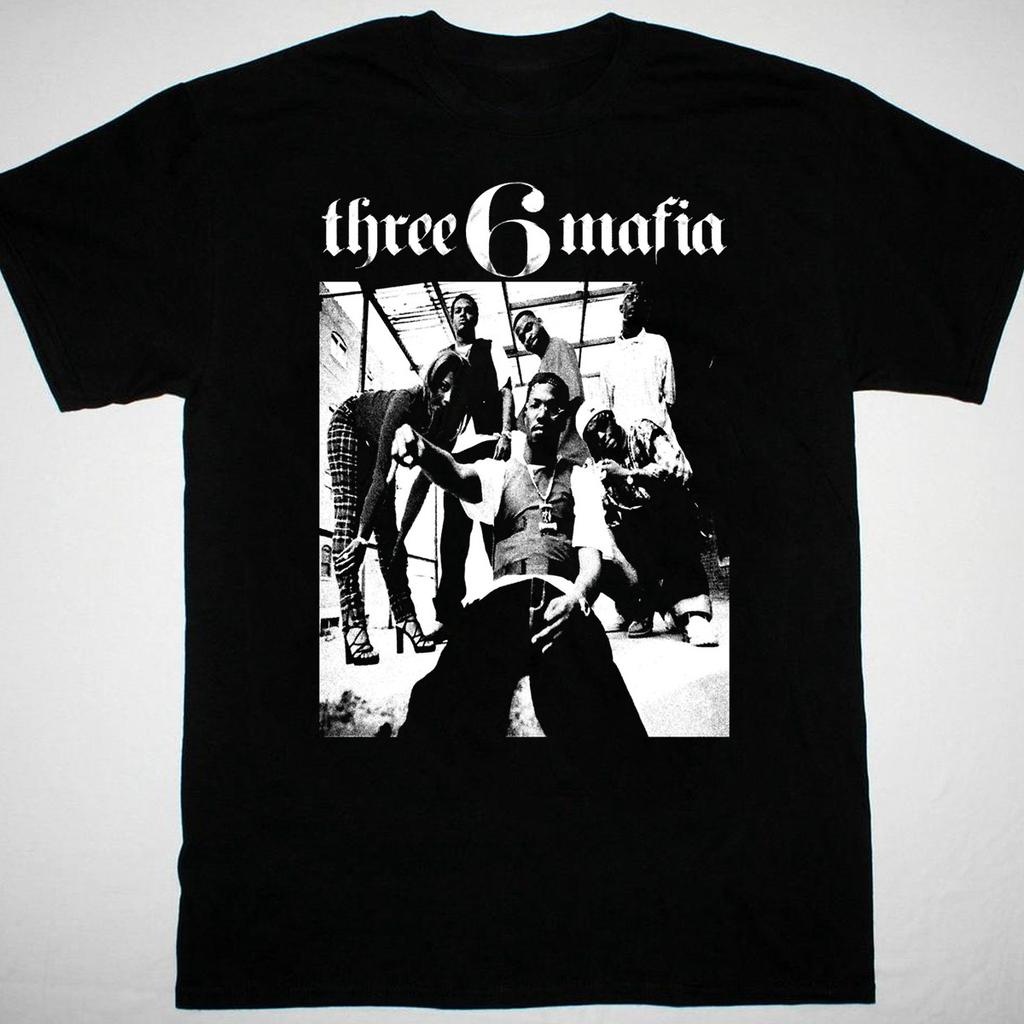 Three 6 Mafia HIP HOP Rap T-Shirt Schwarze Baumwolle Alle Größen S bis 5XL