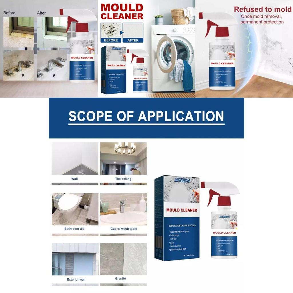 Spray Puternic pentru Îndepărtarea Mucegaiului Pentru Plafoane și Faianță de Baie Soluție de Curățare cu Efect Multiplu 60ml