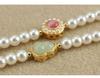 Retro Five Blessings Imitation Pearl Necklace with Cloisonné Pendant - Chinese Style Long Beaded Accessory