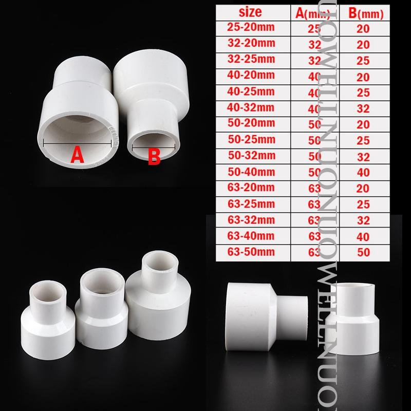 10Pcs 20 25 32 40 50 63mm Different-Diameter Straight PVC Pipe Reducing Connectors Garden Irrigation Fittings Fish Tank Parts