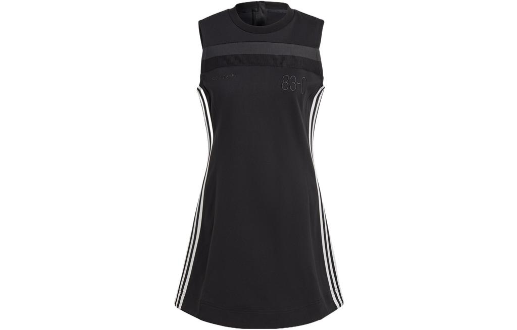 adidas Originals Blue Version Collection Sleeveless Dresses Women's Black Crew Neck Moderate Short HR3419