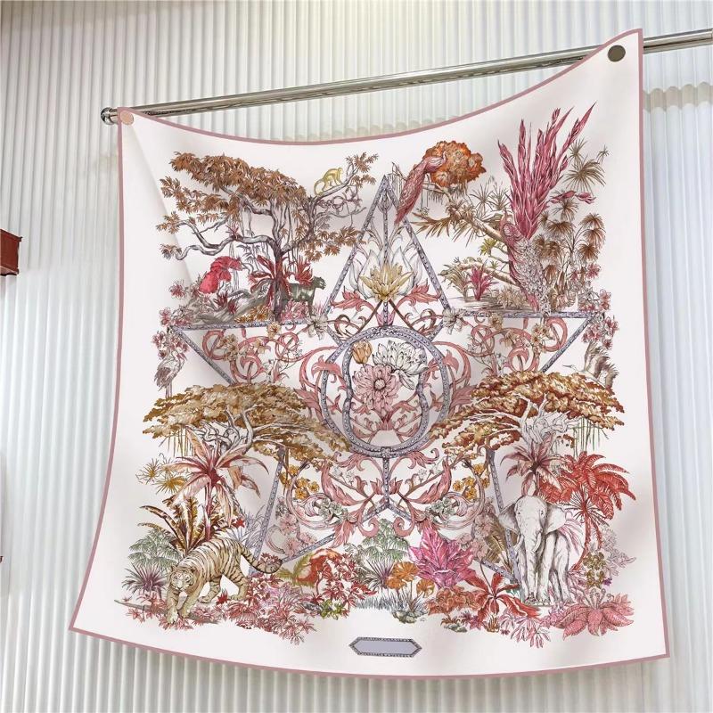 90Cm * 90cm Hangzhou High-quality Twill Forged Large Square Scarf, Fashionable Versatile Printed Silk Scarf, Sunscreen Shawl, Scarf