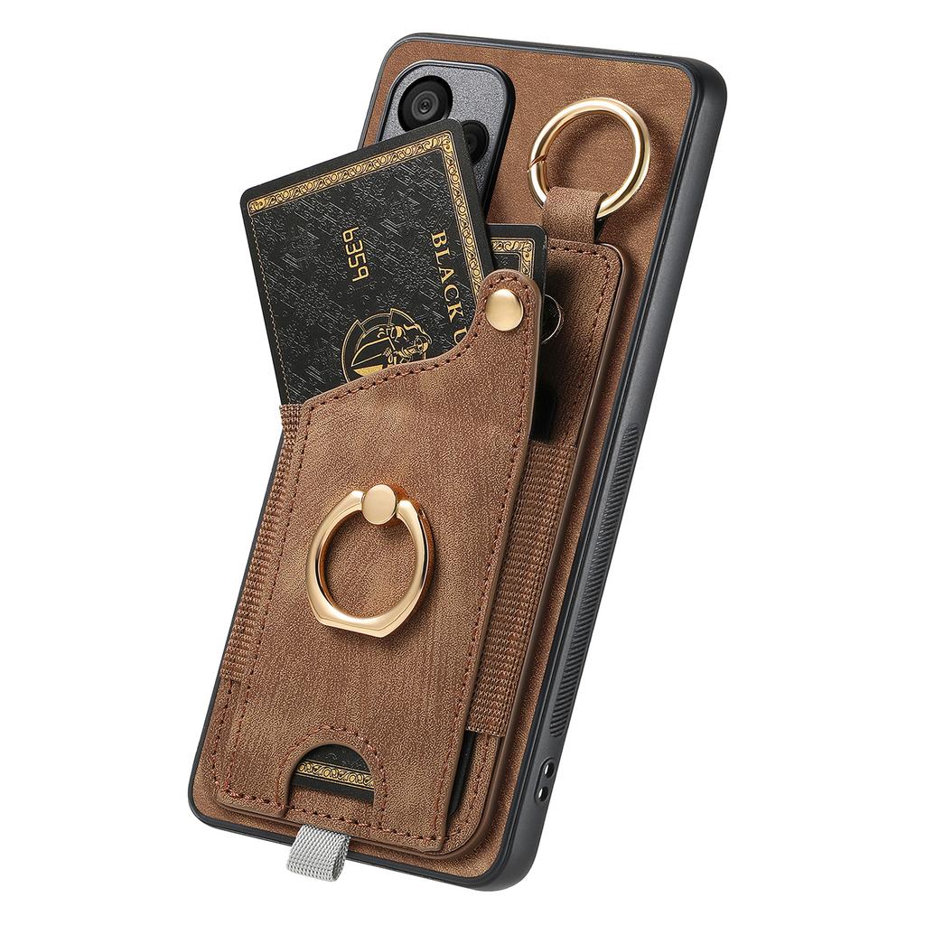 For Oppo Reno13 F 5G (Reno 13 FS 5G)/4G Retro Leather Phone Back Cover with Card Slots and Ring Holder