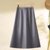 Women's High-Waisted A-Line Pleated Skirt - Spring 2025 Collection, Elegant Medium-Long Length