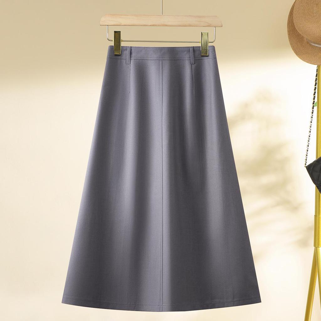 Women's High-Waisted A-Line Pleated Skirt - Spring 2025 Collection, Elegant Medium-Long Length