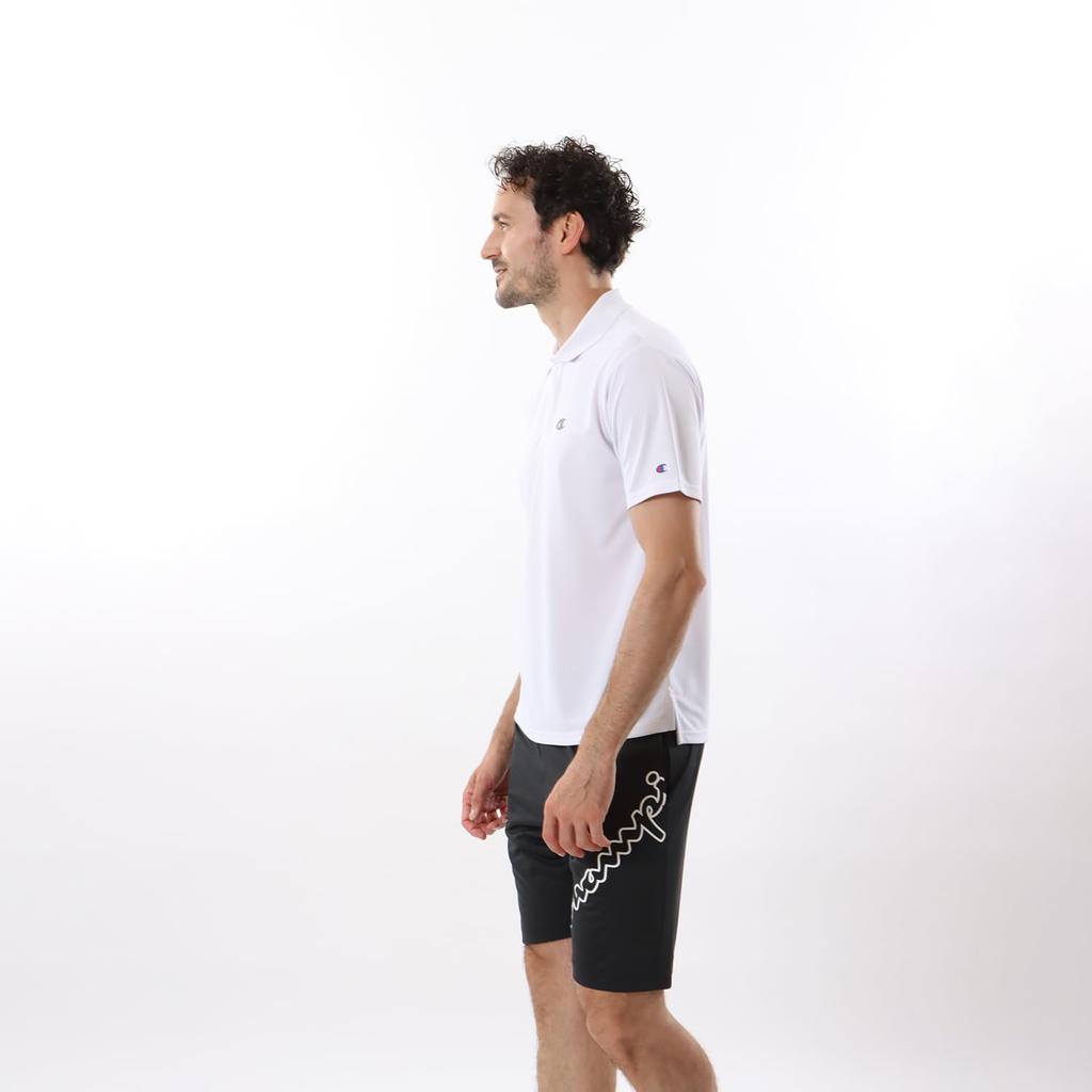 Champion Short Sleeve Polo UV Odor Quick Men's Shirt, Protection, Antibacterial, Resistant, Drying, One-Point Logo, White, C3-ZS303