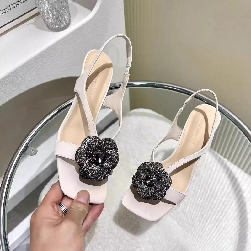 Fashion Elegant Simple Women Shoes 2025 Summer New Women High Heels Anti-slip Versatile Women Sandals Retro Temperament Women's Slippers