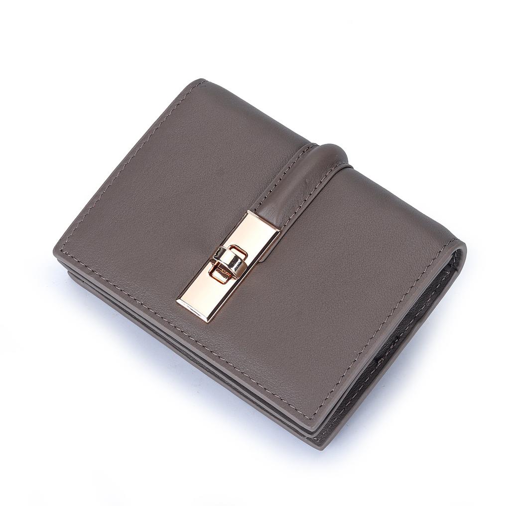 Elegant Women's Luxury Leather Wallet with Exquisite Gift Box,Premium Compact Short Purse with Twist Lock,Perfect Gift for Women
