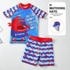 24-Pack Boys' Cute Cartoon Quick-Dry Split Swimsuits with Sun Protection, Short-Sleeved Trunks for Small To Medium Boys