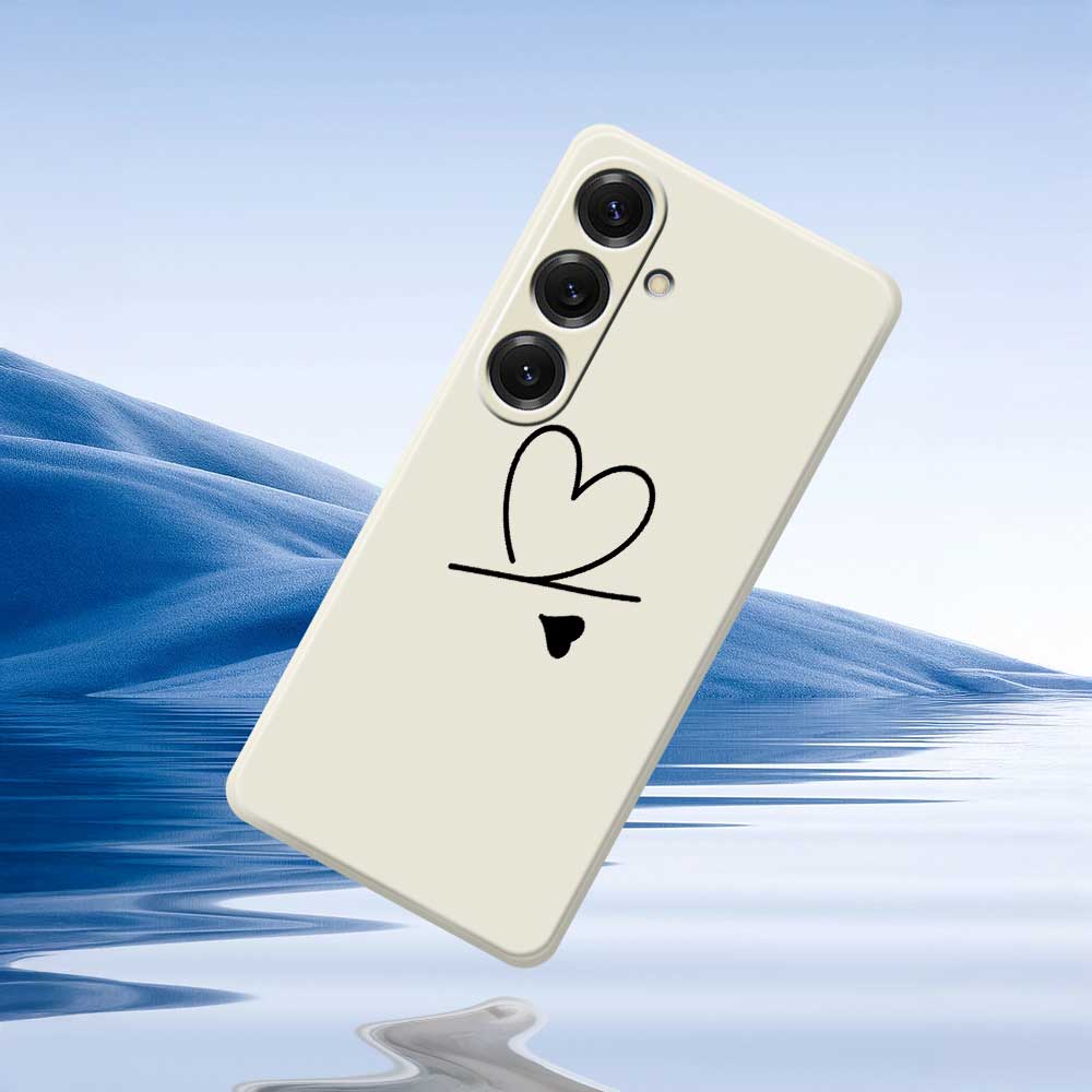 For Samsung Galaxy S25 Case Black Love Pattern Printing Straight Edge TPU Phone Back Cover