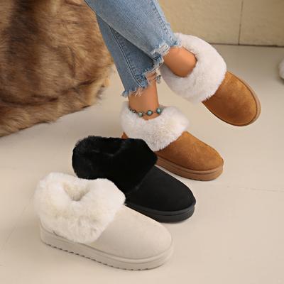 Fashion 2025 Plush Warm and Comfortable Non-slip Booties Women's Winter Padded Plush Round-headed Muffin Bottom Leisure Snow Boots.