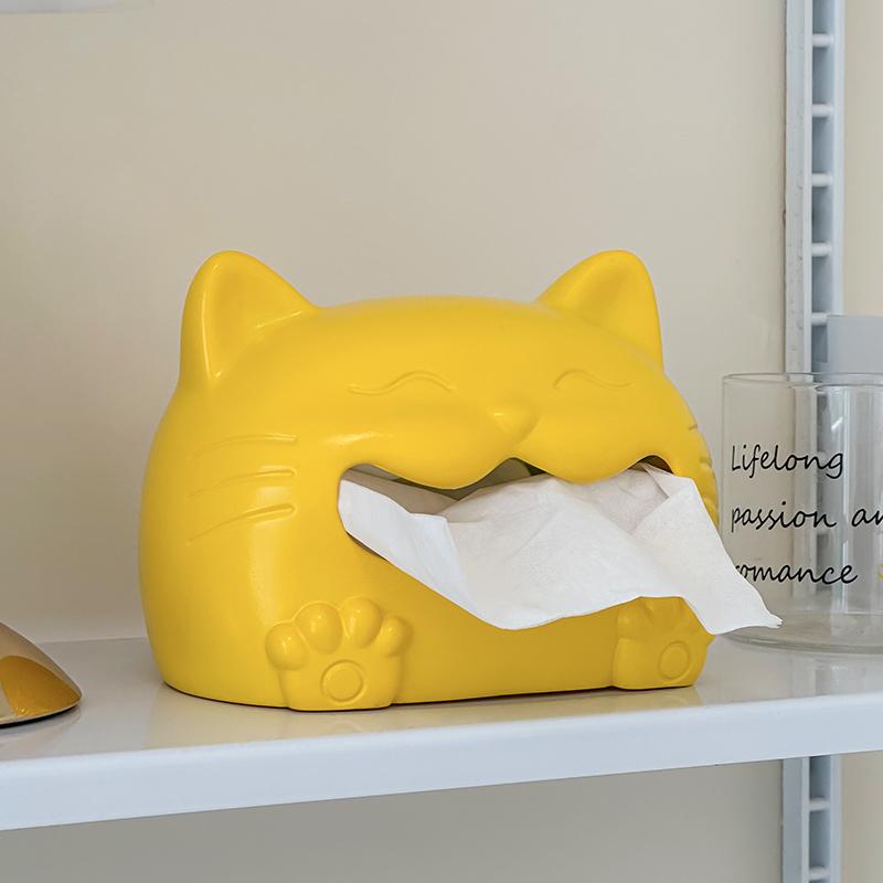 Caixa de Lenços Gato Rosto Sorridente Fofo Decoração de Mesa de Centro para Sala de Estar Caixa de Papel para Guardanapos Caixa de Lenços Doméstica
