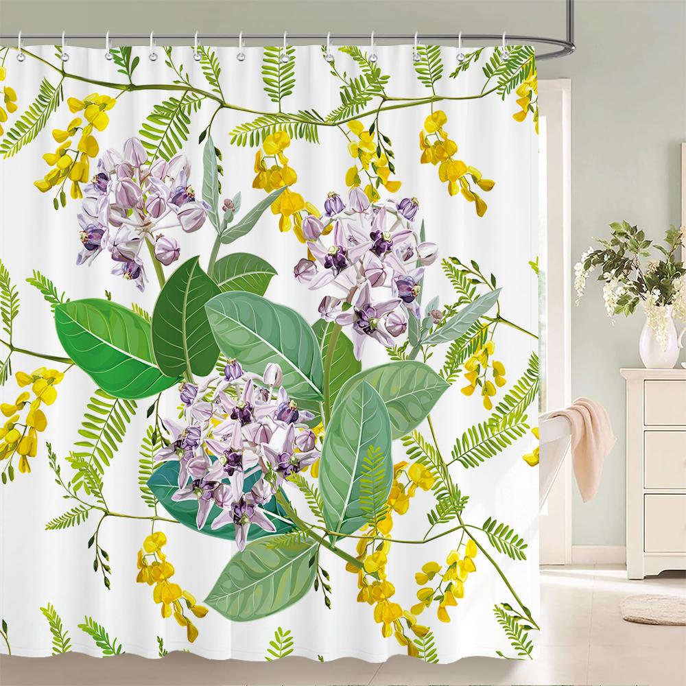3d Printing Flowers Shower Curtains Bathroom Curtain Waterproof With Hooks Polyester Cloth 180x240cm Bath Home Decor Screen