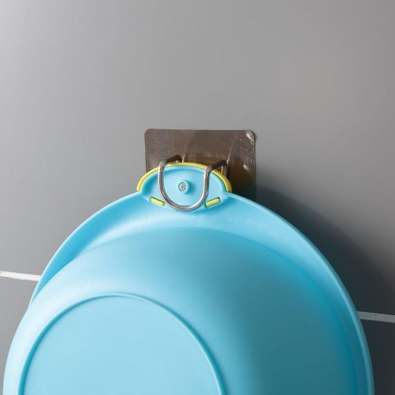 Washbasin Hook Stainless Steel Bathroom Seamless Nail-free Sticky Hook Wall Suction Cup Hanging Washbasin Rack