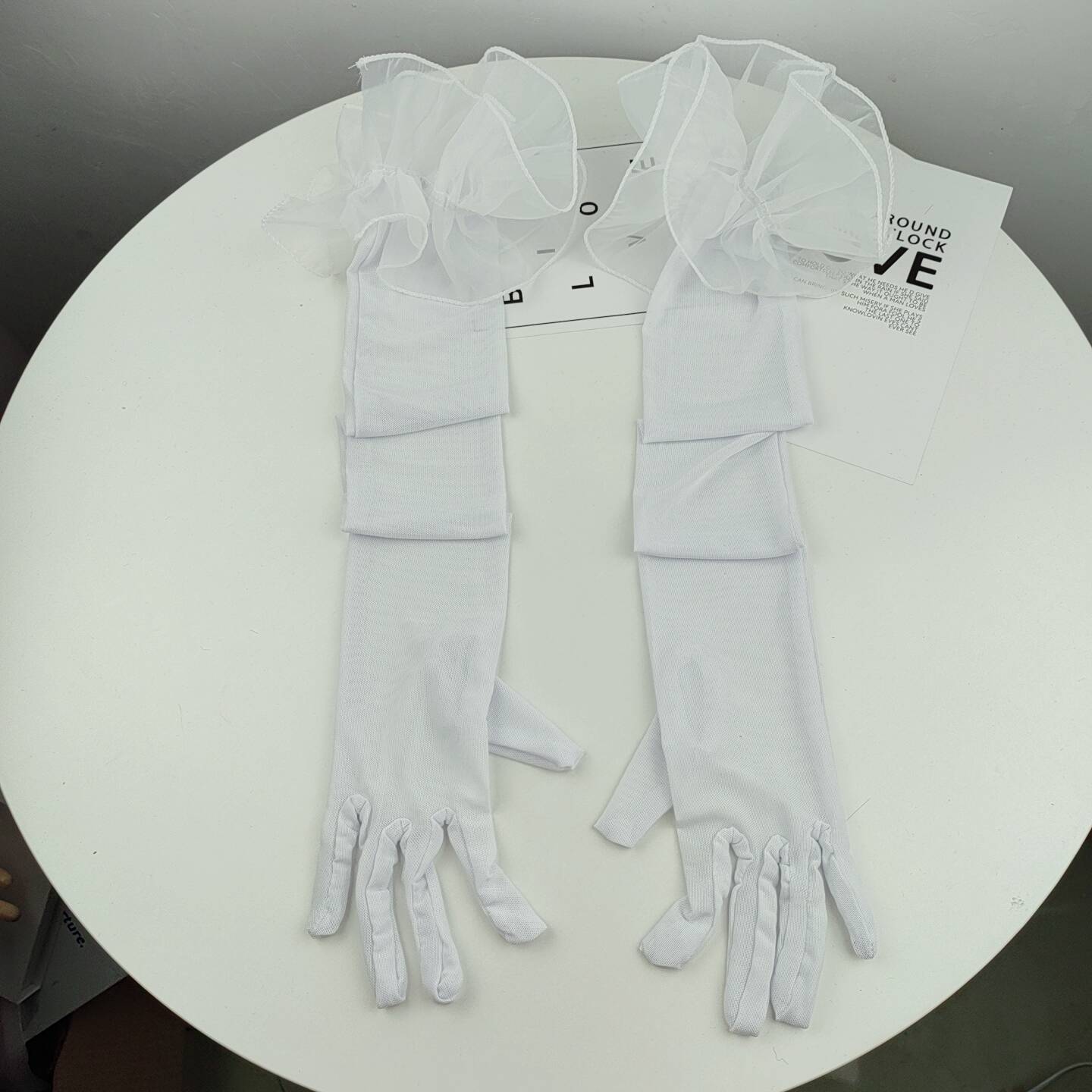 Сексуальные черные шелковые перчатки для летней езды на велосипеде Защита от солнца Ультратонкая сетка Прозрачная Длинная эластичная кружевная кружевная кружевная перламутровая белый