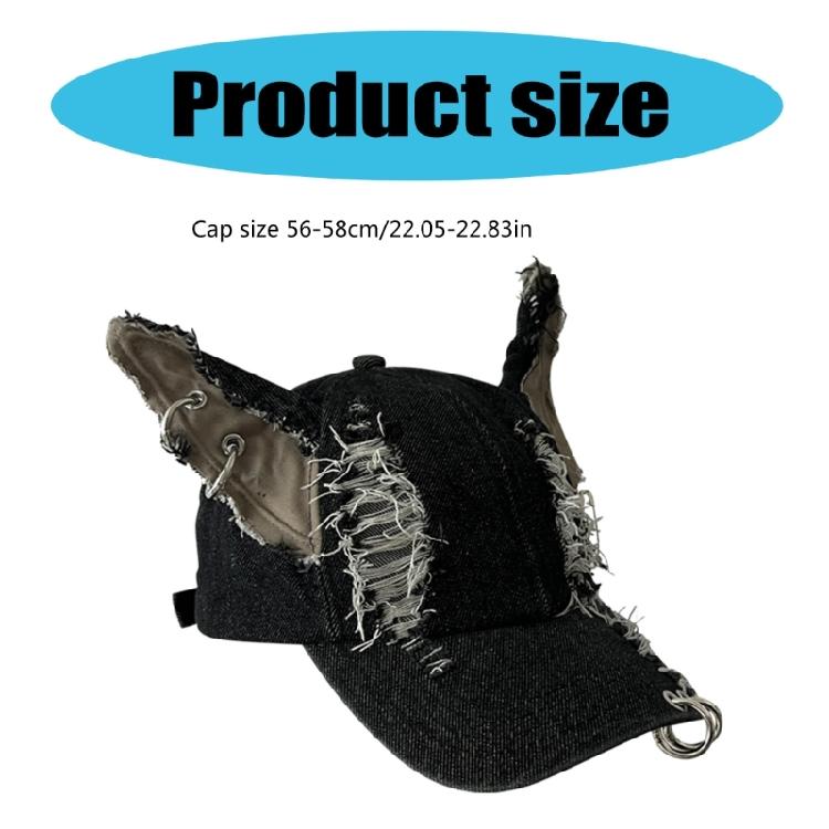 Distressed Dog Ear Baseball Hat 2000s Vintage Baseball Hat Breathable  Hat Long Brims Hiphop Dancing Hat for Adult