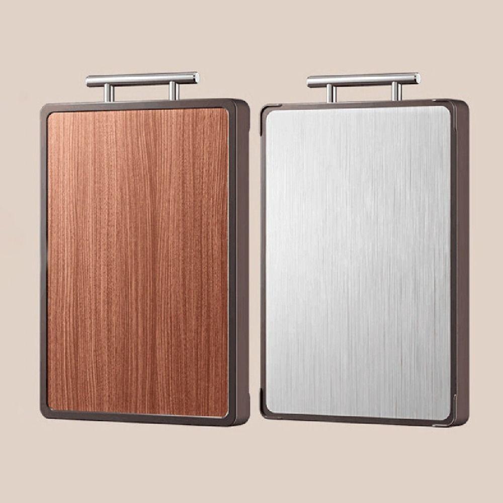 Anti-Bacterial Wood Chopping Board Anti-Slip Stainless Steel Cutting Board  Home