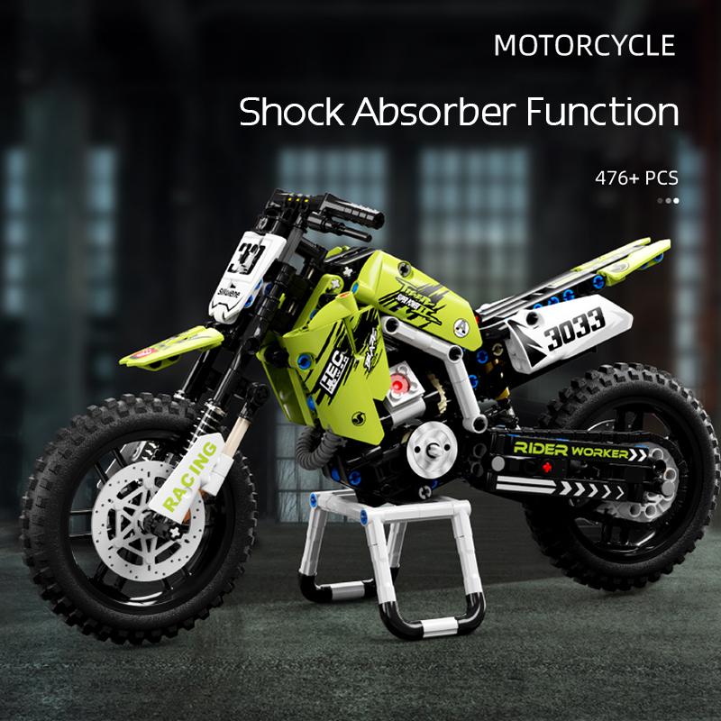 New!Technical MOC Racing Motorcycle Model Building Blocks Expert Off-road Locomotive Vehicle Model Bricks Toys Gift for Children