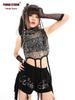 Girls' Sequin Jazz Dance Set: Rhinestone Vest, Shorts & Long Pants for Street Dance Performance