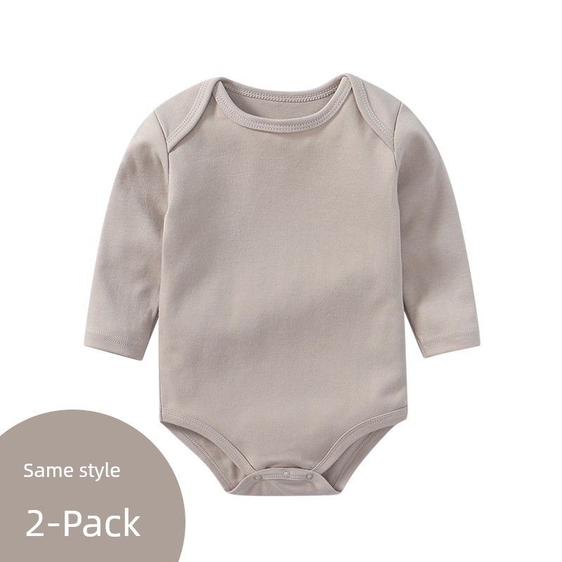 

Baby Spring, Autumn, and Winter Long-Sleeve Romper with Shoulder Snaps, Round Neck, White Base Layer Triangle Bodysuit, Baby One-Piece Crawling Outfit Envelope Collar Medium Gray Two-Pack 80 cm