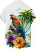 Tropical Parrot Pattern 3D Print Men'S Fashion Casual Shirt Individual Hip-Hop Rock Party Street Hawaiian Shirt Men'S Summer Clothing