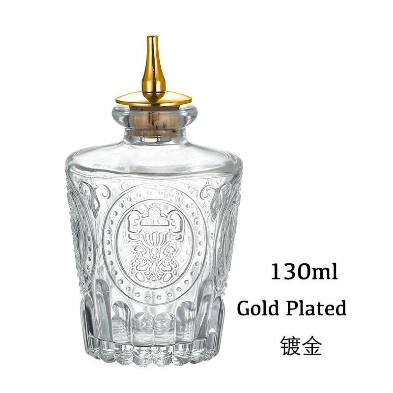 Láhev na koktejlové bitters - Vintage skleněný design s korkem a nerezovým dávkovacím uzávěrem - Profesionální barový set, příslušenství