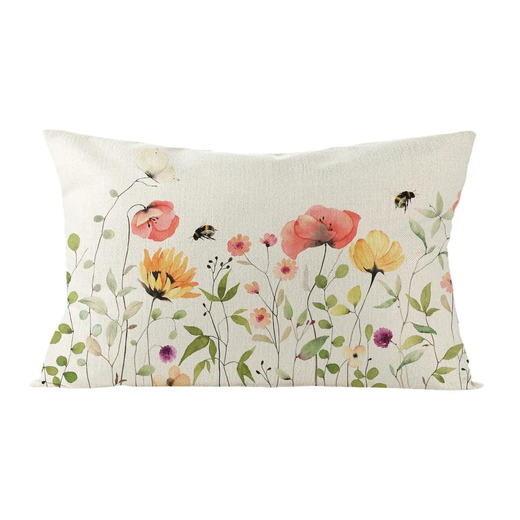 Rectangular Floral Plant Print Cushion Cover Sofa Chair Car Pillow Cover Decorative Sofa