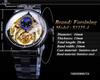 FORSINING Men's Tourbillon Moon Phase Automatic Mechanical Watch with Engraved Hollow Steel Band