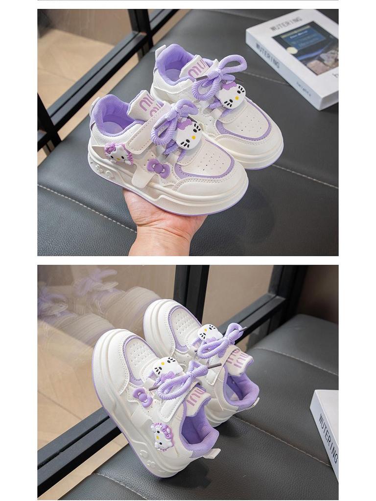 Girls' 2026 Spring/Autumn Breathable Cartoon Sneakers - Thick Sole, Non-Slip, Casual Running Shoes