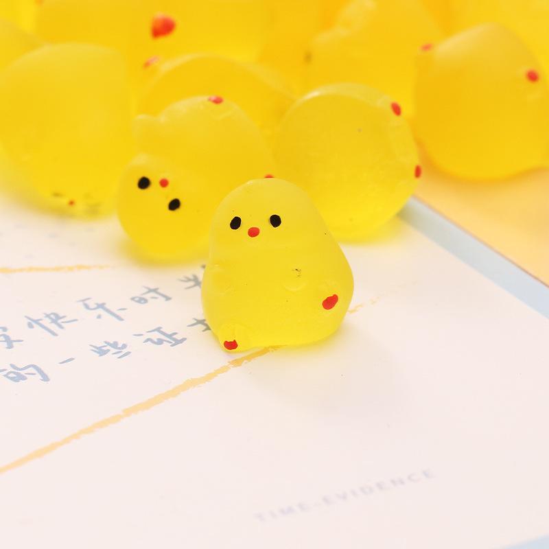 10PCS Mini Fluorescence Chicken Moss Toy Microlandscape Miniature Chick Figurines Fairy Garden Accessories Home Decor Ornament