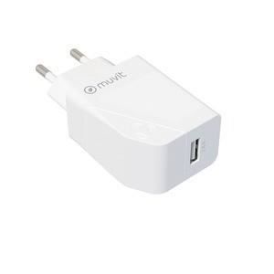 Síťová nabíječka 1 USB 2.4A (12W) - MUVIT - FOR CHANGE - Bílá - Smartphony a tablety