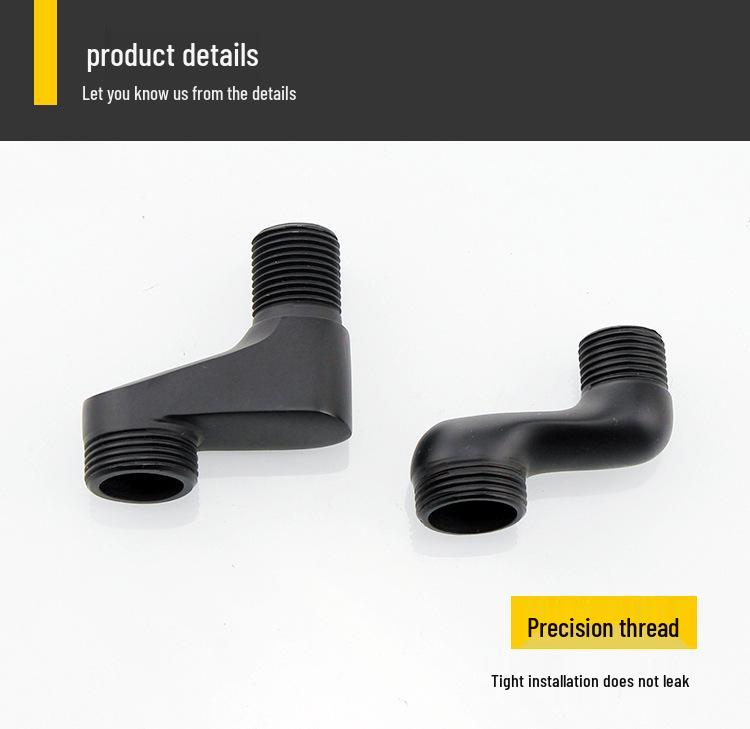 Black Shower Faucet Kit with Adjustable Shower Head and Curved Eccentric Converter